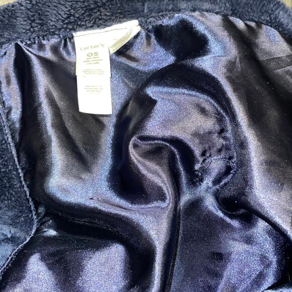 Carters Hippo Lovey Security Blanket Navy Gray Rattle Satin Lined Plush Baby Toy - Picture 9 of 10